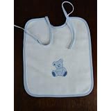 Bebe Blue Teddy Bear trimmed baby waffle weave... by La Maison des Abeilles