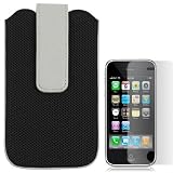 Black Durable Nylon Sleeve Pouch Case + Clear LCD Screen Protector for AT&T Apple Iphone 3G, Iphone 3G S 3GS Smartphone By GTMax