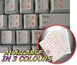SWISS KEYBOARD STICKERS WITH RED LETTERING ON TRANSPARENT BACKGROUND