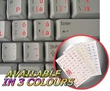 SWISS KEYBOARD STICKERS WITH RED LETTERING ON TRANSPARENT BACKGROUND