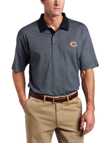 NFL Chicago Bears Men's Drytec Resolute Polo Knit Short Sleeve Top, Navy Blue, Large