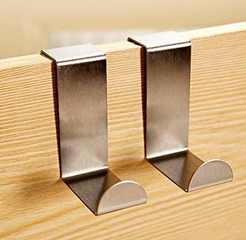 Iable 2PCS Stainless Steel Over Door Hook Stainless Kitchen Cabinet Clothes Hanger Organizer Holder