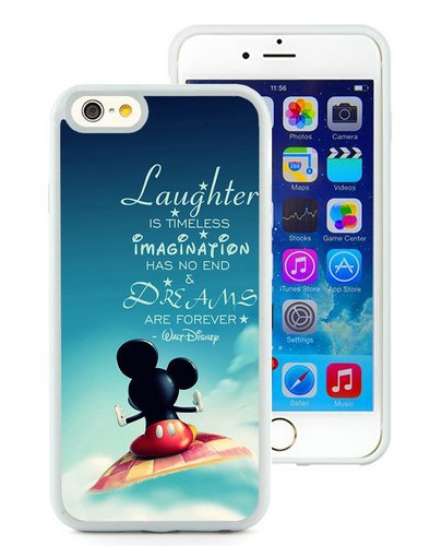 Laughter is Timeless Disney Dreams Mickey Mouse Quote White Phone Case for iPhone 6S 4.7 Inch,iPhone 6 TPU Case