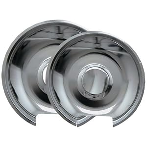 NEW RANGE KLEEN 10342X CHROME DRIP PANS (HINGED ELECTRIC RANGES; FITS MOST AMANA, FRIGIDAIRE, MAYTAG