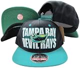 Tampa Bay Devil Rays Block Two Tone Plastic Snapback Adjustable Plastic Snap Back Hat / Cap