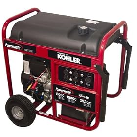Powermate PM0418000 8,000 Running Watt 15 HP OHV Kohler Gas Powered Portable Generator With Electric Start (Non-CARB Compliant)