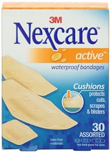 Nexcare Active Extra Cushion Bandage, Assorted Sizes, 30 ct Packages (Pack of 4)