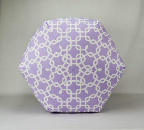 24" Floor Ottoman Pouf Pillow, Lavender Lilac Wisteria and White Chain Link