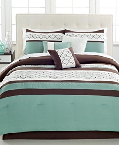 Viscaya 7 Piece Full Embroidered Comforter Set Bedding Blue