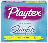 Playtex Slimfits Unscented Tampons, Soft Plastic Applicator, Regular Absorbancy, 20 Count