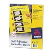 Avery&reg; Clear Self-Adhesive Laminating Sheets, 3mm, 9 x 12, 50 per Box