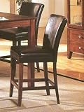 2 Black Faux Leather Parson Style Counter Height Bar Chair