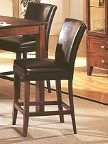 2 Dark Brown Faux Leather Parson Style Counter Height Bar Chair