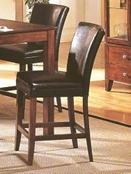 2 Black Faux Leather Parson Style Counter Height Bar Chair
