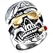 Men's Vintage Smoking Pirates Skull Glasses Gothic Biker Classic Stainless Steel Ring,Silver Red Gold Size 11