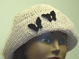 Ht124, Hand Crocheted Pastel Space Dye Gimp Floppy Hat with Two Black Rhinestone Butterfly for Men Women and Teens