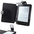 ForeFront Cases� Funda cubierta de cuero sint�tico para con luz LED para lectura color Negro, Case Cover Para el Nuevo Amazon Kindle 4, pantalla de E Ink de 6" (15cm) color negro - 5th Generaci�n