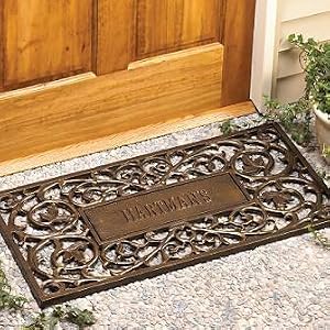 Personalized Filigree Door Mat - Pewter Silver - Grandin Road