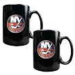 New York Islanders 2pc Black Ceramic Mug Set - Primary Logo NHL Hockey