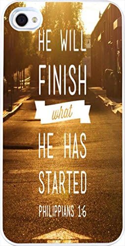 Hungo Iphone 4S Case Quote, Apple Iphone 4 Case Christian Bible Verses Theme He Will Finish What He Has Started Philippians 1:6