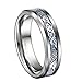 6mm Unique Silver Tungsten Celtic Wedding Bands for Women with Blue Carbon Fiber Engagement Couples Ring Comfort Fit