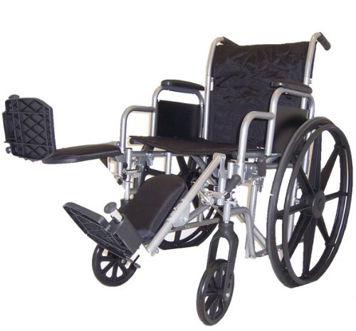 Self Transport Folding Wheelchair with Detachable Desk Armrests, Swing-away Detachable Elevating Leg Rests, Solid Castors and Large Rolling Rear Wheels.