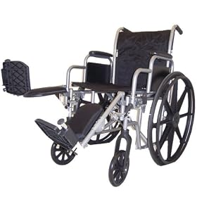 Self Transport Folding Wheelchair with Detachable Desk Armrests, Swing-away Detachable Elevating Leg Rests, Solid Castors and Large Rolling Rear Wheels.