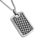 Stainless Steel Antiqued Dog Tag on 24 Inch Steel Curb Chain