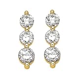 3 Diamond Earrings 2 ct. in 14K Yellow Gold