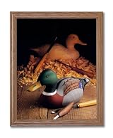 Making Mallard Wood Duck Decoy Animal Wildlife Home Decor Wall Picture Oak Framed Art Print