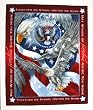 Fleece Blanket with Eagle and USA Flag-NEW-Great for your wall too-
