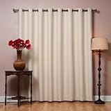 Best Home Fashion Wide Width Thermal Insulated Blackout Curtain - Antique Bronze Grommet Top - Beige - 100"W x 84"L - (1 Panel)