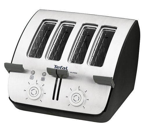 Tefal Avanti Deluxe Toaster, 4 Slice, Chrome and Black