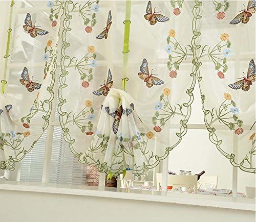 YOYOMALL Korean Garden Living Room Bedroom Curtains,Upscale Embroidery Yarn Curtain,Lifting Balloon Curtain Roman Blinds. (Each Panel W*L(31"*45")80*115cm)