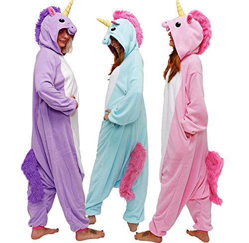 Adult Unisex Purple Unicorn Animal Kigurumi Onesies Pajamas Cosplay Birthday Party Wear