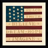 Inspired Colonial Flag Framed Art Print by Warren Kimble, 31.37 in. x 31.37 in. Framed