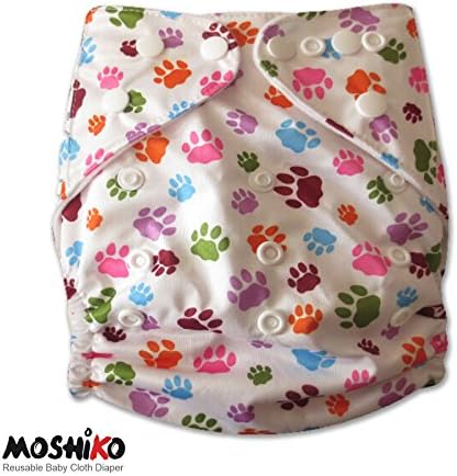 Reusable and Washable Pocket Baby Cloth Diaper Nappy by Moshiko (1 Diaper Cover + 1 FREE Insert) - All in One Size with Adjustable Snaps Fits Babies from Newborn thru Toddlers!
