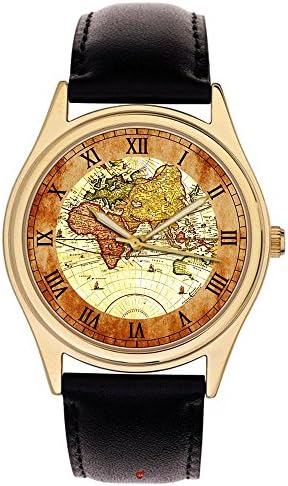 Stunning Antique Sepia Stoopendaal World Map Art Large 40 mm Wrist Watch