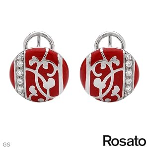 ROSATO Made in Italy Wonderful Earrings With Cubic zirconia Beautifully Designed in Red Enamel and 925 Sterling silver. Total item weight 6.4g Length 14mm