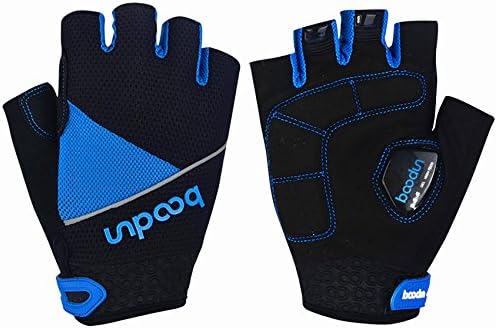 Maso Cycling Gloves with Gel Pad Breathable Shock-absorbing Half Finger Bike Gloves Bicycle Riding Gloves B-002 (Blue, Medium)