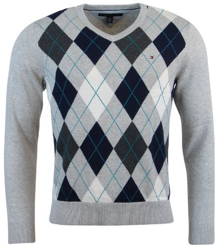 Tommy Hilfiger Mens Argyle V-Neck Pullover Sweater