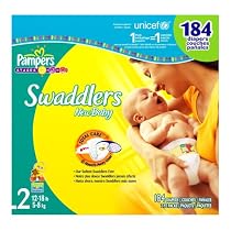 Pampers Swaddlers, Size 2, Economy Plus Pack, 184 Swaddlers
