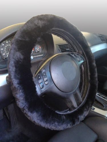 Steering Wheel Cover made from Luxurious Australian Merino Sheepskin - Onyx