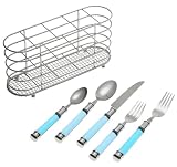 Cambridge Silversmiths Duplex 20-Piece Flatware Set with Caddy, Blue