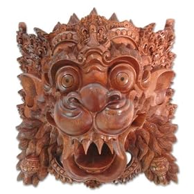 Wood mask, 'Lion Spirit' by NOVICA
