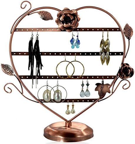 Copper Color Heart-Shaped Earring Holder Tree Oraganizer / Earring Stand Display