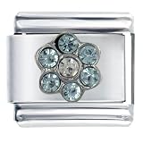 March Birthstone Flower Italian Charms Bracelet Link
