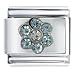 March Birthstone Flower Italian Charms Bracelet Link
