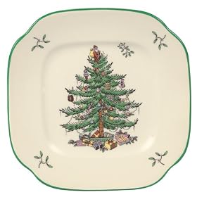 Spode Christmas Tree Square Canape Dishes, Set of 4