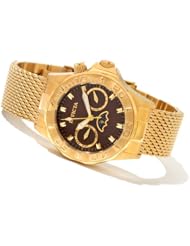 Womens Invicta 80199 Pro Diver Quartz Brown Dial Gold Tone Stainless Steel Mesh Bracelet Watch